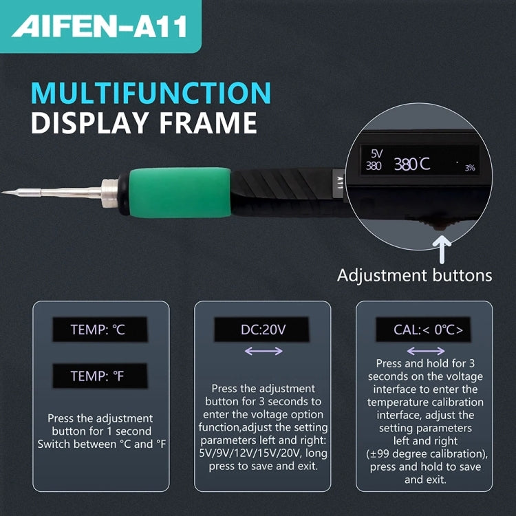 Aifen A11 Portable USB Charging Soldering Station with C210 Handle, US Plug - Soldering Iron Set by buy2fix | Online Shopping UK | buy2fix