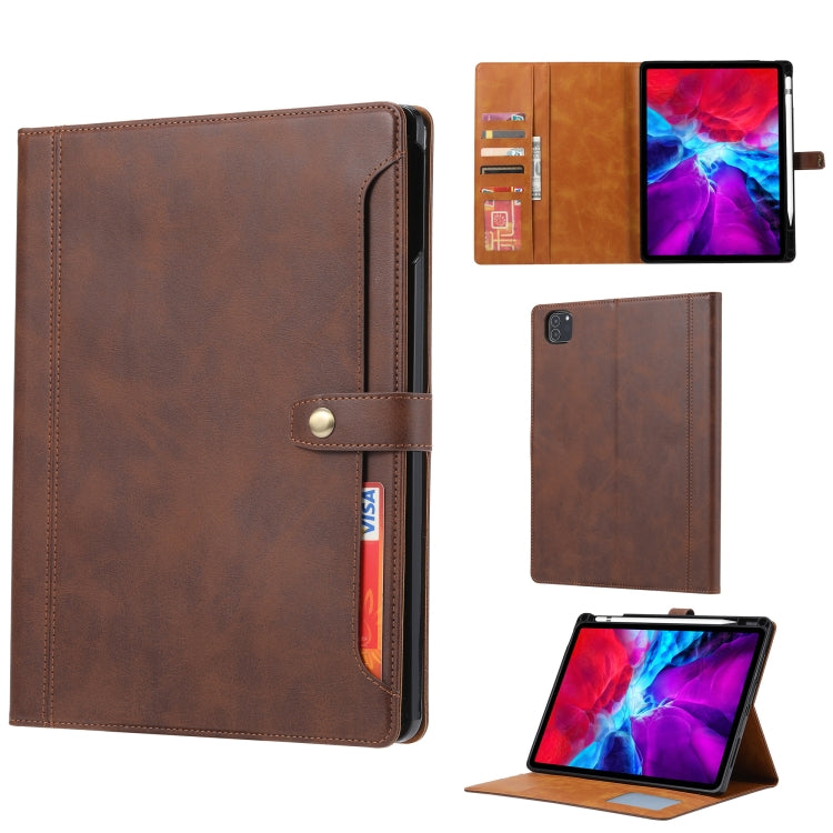 For iPad Pro 11 2024 Calf Texture Double Fold Clasp Horizontal Flip Leather Smart Tablet Case(Brown) - iPad Pro 11 2024 Cases by buy2fix | Online Shopping UK | buy2fix