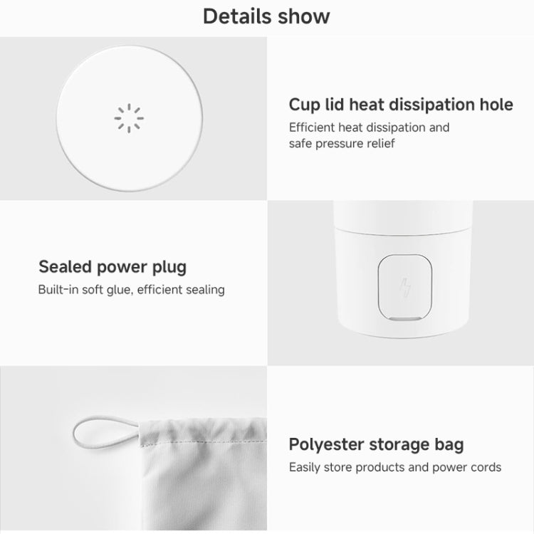 Xiaomi Mijia Smart Portable Electric Heating Cup 2, US Plug(White) - Vacuum Thermoses & Cups by Xiaomi | Online Shopping UK | buy2fix