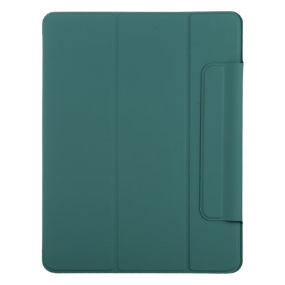 For iPad Pro 11 2024 Double-sided Clip Fixed Buckle Magnetic PU Leather Smart Tablet Case(Dark Green) - iPad Pro 11 2024 Cases by buy2fix | Online Shopping UK | buy2fix