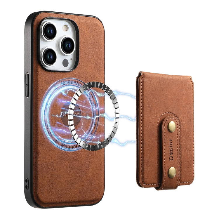 For iPhone 13 Pro Max Denior D14 NK Retro Pattern MagSafe Magnetic Card Holder Leather Phone Case(Brown) - iPhone 13 Pro Max Cases by Denior | Online Shopping UK | buy2fix