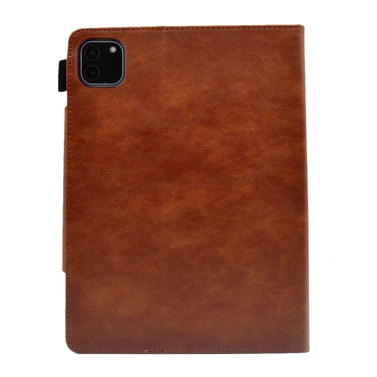 For iPad Pro 11 2024 Suede Cross Texture Magnetic Clasp Leather Smart Tablet Case(Brown) - iPad Pro 11 2024 Cases by buy2fix | Online Shopping UK | buy2fix