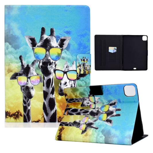 For iPad Pro 11 2024 Voltage Colored Drawing Smart Leather Tablet Case(Glasses Giraffe) - iPad Pro 11 2024 Cases by buy2fix | Online Shopping UK | buy2fix