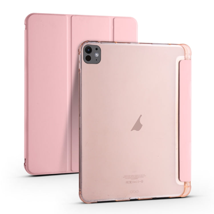 For iPad Pro 13 2024 3-fold TPU Leather Smart Tablet Case with Pen Slot(Pink) - iPad Pro 13 2024 Cases by buy2fix | Online Shopping UK | buy2fix