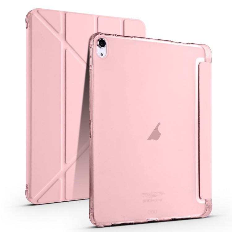 For iPad Air 11 2024 Multi-folding TPU Leather Smart Tablet Case with Pen Slot(Pink) - iPad Air 11 2024 Cases by buy2fix | Online Shopping UK | buy2fix