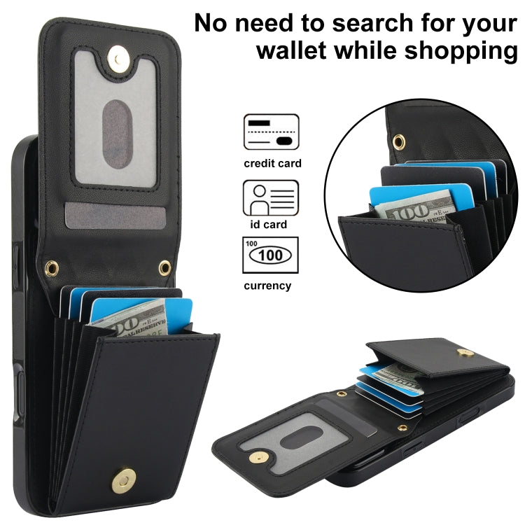 For iPhone 16 YM015 Crossbody Rhombic Card Bag RFID Phone Case(Black) - iPhone 16 Cases by buy2fix | Online Shopping UK | buy2fix