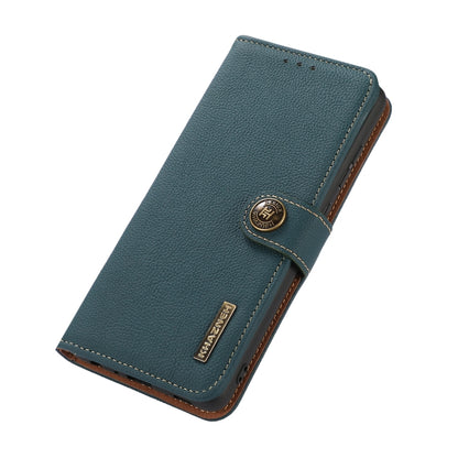 For iPhone 16 Pro KHAZNEH Custer Genuine Leather RFID Phone Case(Green) - iPhone 16 Pro Cases by buy2fix | Online Shopping UK | buy2fix