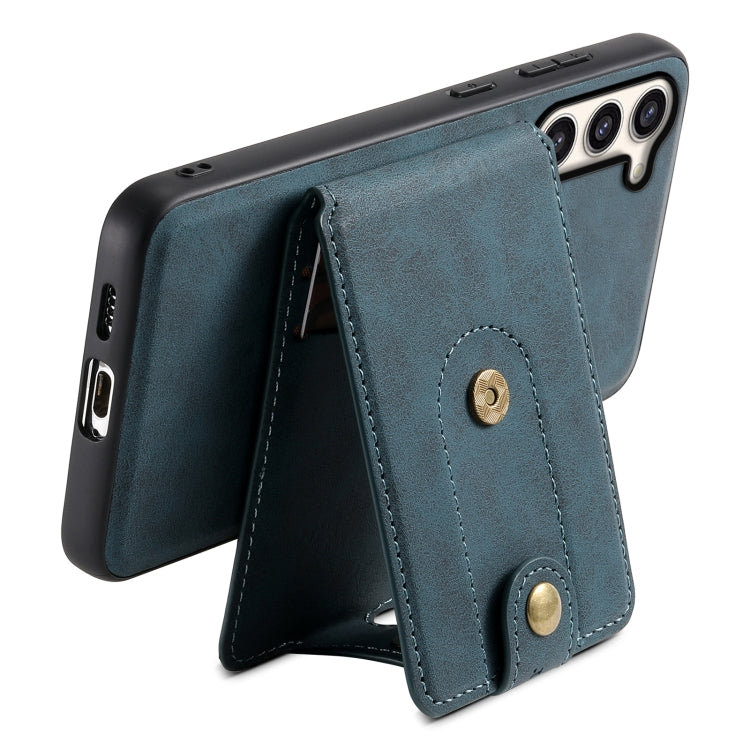 For Samsung Galaxy S23+ 5G Denior D14 NK Retro Pattern MagSafe Magnetic Card Holder Leather Phone Case(Blue) - Galaxy S23+ 5G Cases by Denior | Online Shopping UK | buy2fix