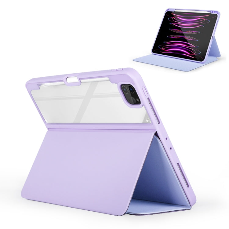 For iPad Air 13 2024 / Pro 12.9 2022 2-Fold Clear Acrylic Leather Tablet Case(Light Purple) - iPad Pro 12.9 (2022/2021) Cases by buy2fix | Online Shopping UK | buy2fix