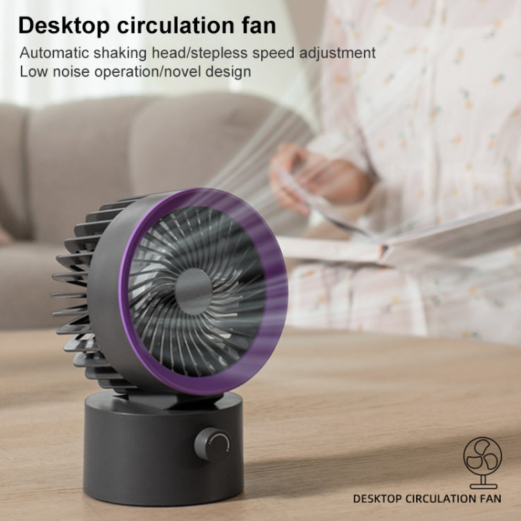 TGVIS LLD-F87 Desktop Circulating Fan Oscillating Version(Grey Purple) - Electric Fans by TGVIS | Online Shopping UK | buy2fix