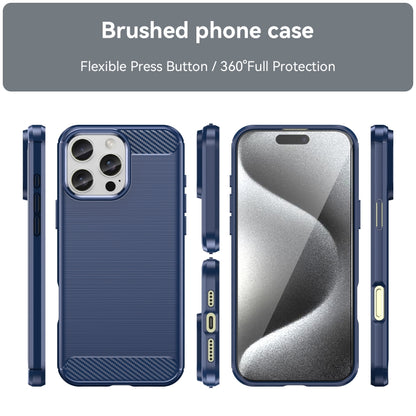 For iPhone 16 Pro Max Brushed Texture Carbon Fiber TPU Phone Case(Blue) - iPhone 16 Pro Max Cases by buy2fix | Online Shopping UK | buy2fix