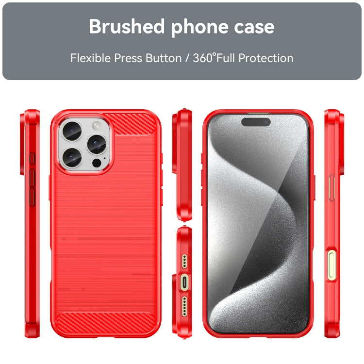 For iPhone 16 Pro Max Brushed Texture Carbon Fiber TPU Phone Case(Red) - iPhone 16 Pro Max Cases by buy2fix | Online Shopping UK | buy2fix