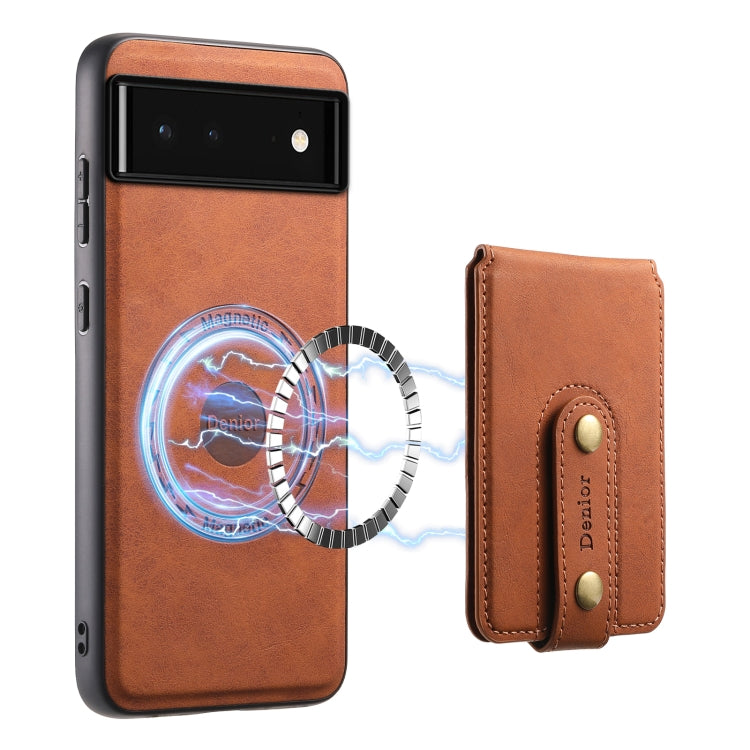 For Google Pixel 6 Denior D14 NK Retro Pattern MagSafe Magnetic Card Holder Leather Phone Case(Brown) - Google Cases by Denior | Online Shopping UK | buy2fix