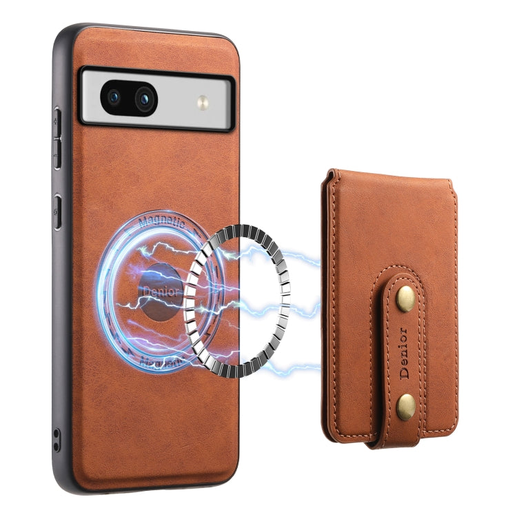 For Google Pixel 7a Denior D14 NK Retro Pattern MagSafe Magnetic Card Holder Leather Phone Case(Brown) - Google Cases by Denior | Online Shopping UK | buy2fix