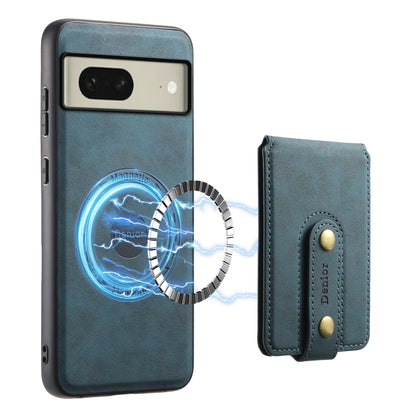 For Google Pixel 8 Denior D14 NK Retro Pattern MagSafe Magnetic Card Holder Leather Phone Case(Blue) - Google Cases by Denior | Online Shopping UK | buy2fix