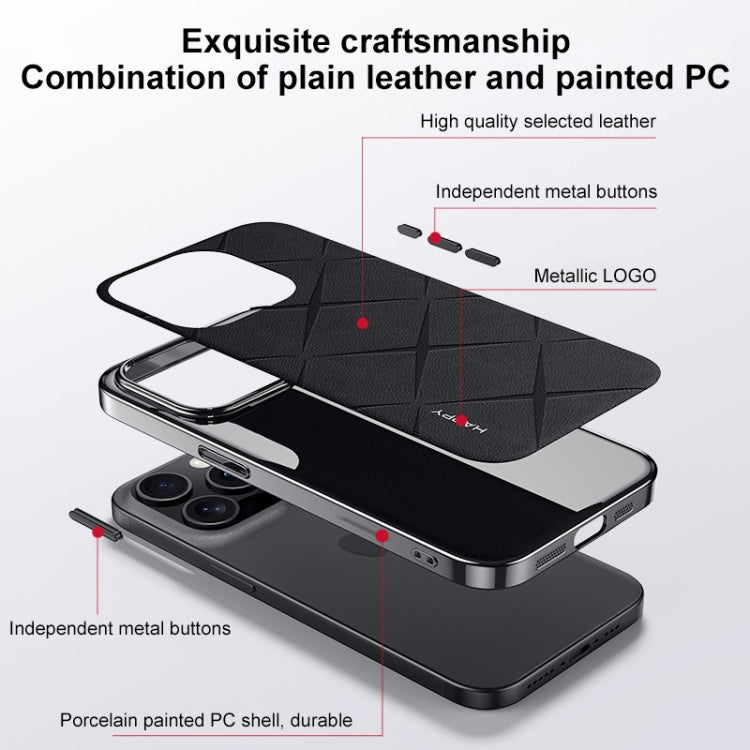 For iPhone 16 Pro Plain Leather PC Phone Case(Black) - iPhone 16 Pro Cases by buy2fix | Online Shopping UK | buy2fix