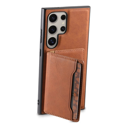 For Samsung Galaxy S23 Ultra 5G Denior D13 Retro Texture Leather MagSafe Card Bag Phone Case(Brown) - Galaxy S23 Ultra 5G Cases by Denior | Online Shopping UK | buy2fix