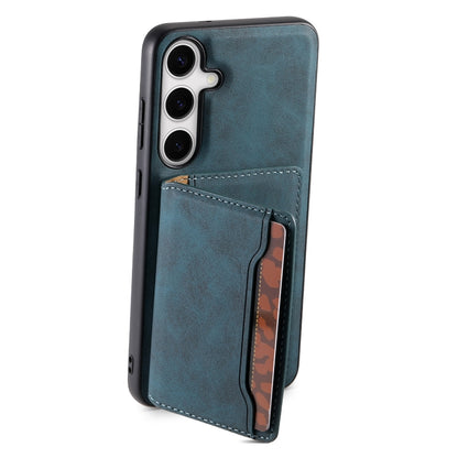 For Samsung Galaxy S24+ 5G Denior D13 Retro Texture Leather MagSafe Card Bag Phone Case(Blue) - Galaxy S24+ 5G Cases by Denior | Online Shopping UK | buy2fix