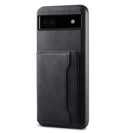 For Google Pixel 6a Denior D13 Retro Texture Leather MagSafe Card Bag Phone Case(Black) - Google Cases by Denior | Online Shopping UK | buy2fix