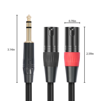TC145YXK108RE-10 6.35mm 1/4 TRS Male to Dual XLR Male Audio Cable, Length:2m(Black) - Microphone Audio Cable & Connector by buy2fix | Online Shopping UK | buy2fix