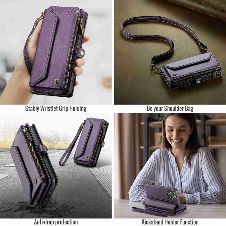 For iPhone 15 Pro Max CaseMe C36 Card Slots Zipper Wallet RFID Anti-theft Leather Phone Case(Purple) - iPhone 15 Pro Max Cases by CaseMe | Online Shopping UK | buy2fix