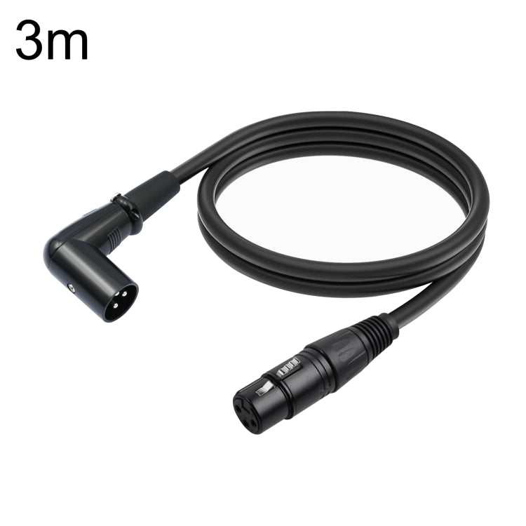 XK042L XLR 3pin Straight Female to Elbow Male Audio Cable, Length:3m(Black) - Microphone Audio Cable & Connector by buy2fix | Online Shopping UK | buy2fix
