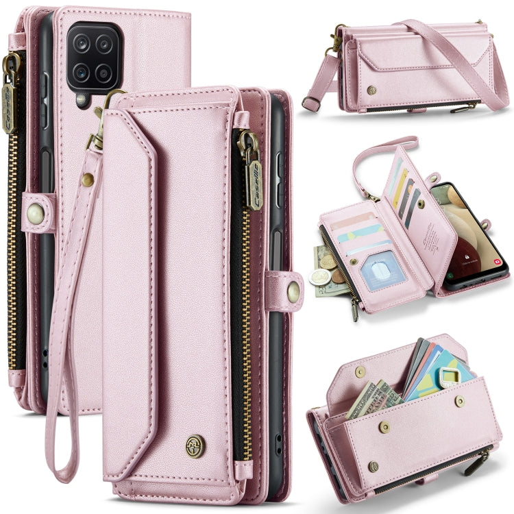 For Samsung Galaxy A12 5G CaseMe C36 Card Slots Zipper Wallet RFID Anti-theft Leather Phone Case(Pink) - Galaxy Phone Cases by CaseMe | Online Shopping UK | buy2fix