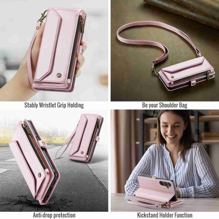 For Samsung Galaxy A24 CaseMe C36 Card Slots Zipper Wallet RFID Anti-theft Leather Phone Case(Pink) - Galaxy Phone Cases by CaseMe | Online Shopping UK | buy2fix