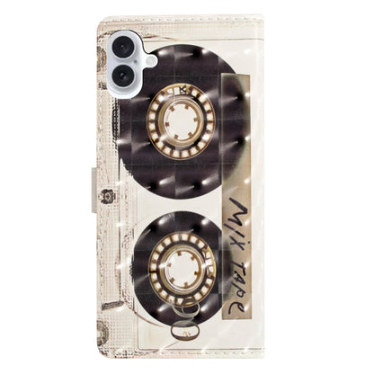 For iPhone 16 3D Pattern Leather Phone Case(Tape) - iPhone 16 Cases by buy2fix | Online Shopping UK | buy2fix