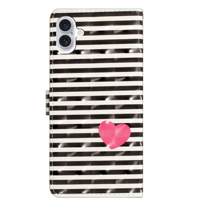 For iPhone 16 Plus 3D Pattern Leather Phone Case(Striped Heart) - iPhone 16 Plus Cases by buy2fix | Online Shopping UK | buy2fix