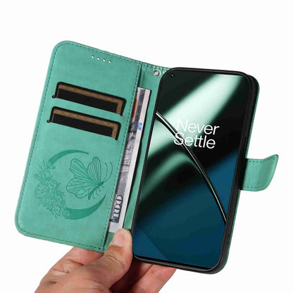 For OnePlus 11 5G Swallowtail Butterfly Embossed Leather Phone Case(Green) - OnePlus Cases by buy2fix | Online Shopping UK | buy2fix