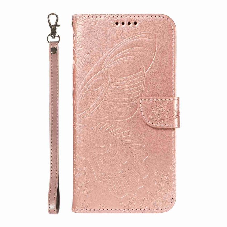 For OnePlus 11 5G Swallowtail Butterfly Embossed Leather Phone Case(Rose Gold) - OnePlus Cases by buy2fix | Online Shopping UK | buy2fix