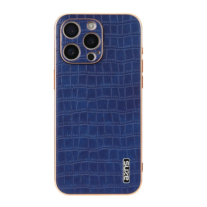 For iPhone 16 Pro Max AZNS Electroplated Frame Crocodile Texture Full Coverage Phone Case(Blue) - iPhone 16 Pro Max Cases by AZNS | Online Shopping UK | buy2fix