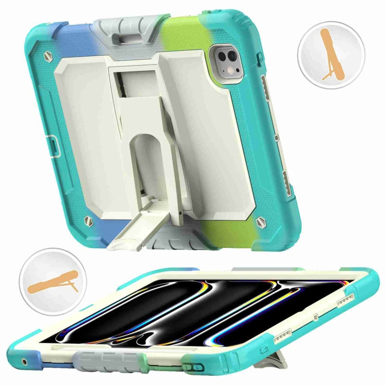 For iPad Pro 11 2024 Silicone Hydric PC Tablet Case with Shoulder Strap & Holder(Camouflage Light Blue) - iPad Pro 11 2024 Cases by buy2fix | Online Shopping UK | buy2fix