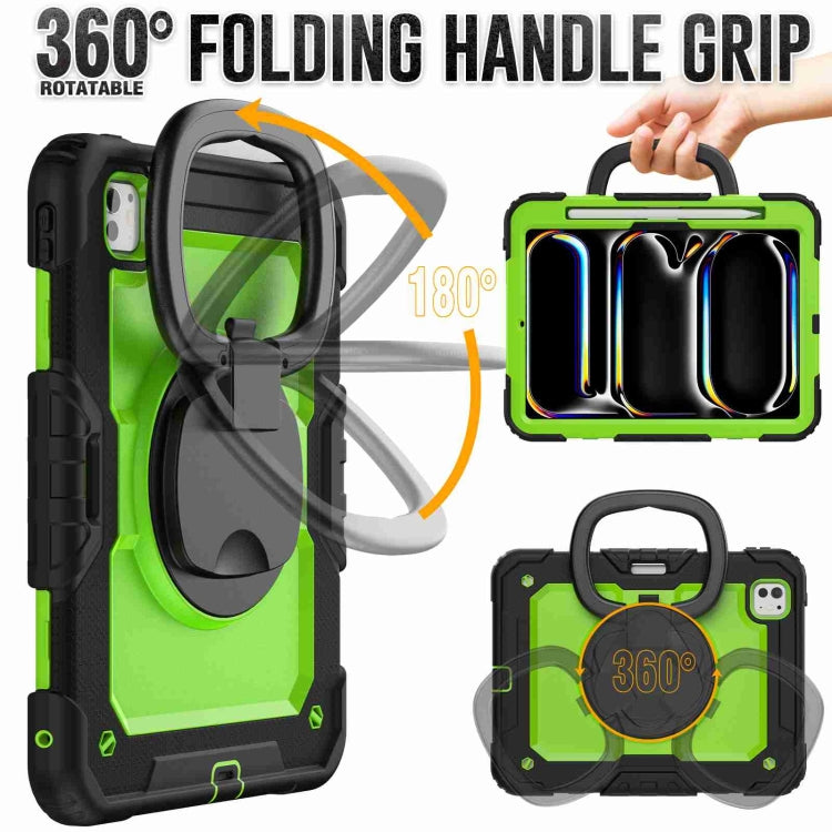 For iPad Pro 11 2024 Handle Silicone Hydric PC Tablet Case with Shoulder Strap(Yellow Green PC) - iPad Pro 11 2024 Cases by buy2fix | Online Shopping UK | buy2fix