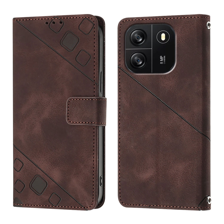 For Blackview Wave 6C Skin Feel Embossed Leather Phone Case(Brown) - More Brand by buy2fix | Online Shopping UK | buy2fix