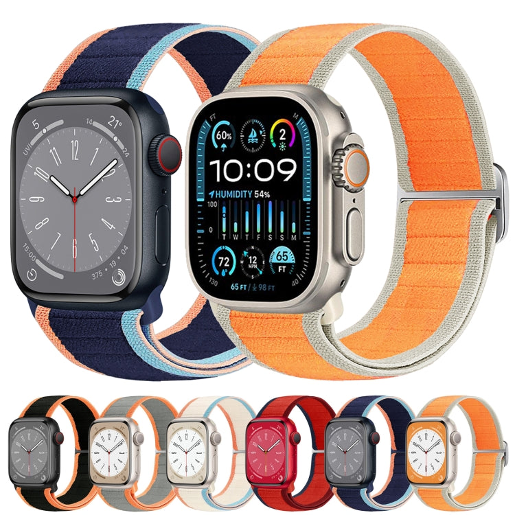 For Apple Watch Ultra 2 49mm Nylon Elastic Buckle Watch Band(Grey Orange) - Watch Bands by buy2fix | Online Shopping UK | buy2fix