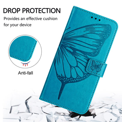 For Blackview A52 Embossed Butterfly Leather Phone Case(Blue) - More Brand by buy2fix | Online Shopping UK | buy2fix