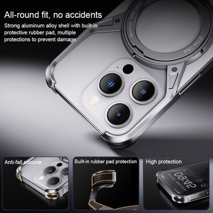 For iPhone 15 Pro Max Aluminum Alloy Frameless 360-Degree Rotating Phone Case(Silver) - iPhone 15 Pro Max Cases by buy2fix | Online Shopping UK | buy2fix