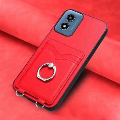 For Motorola Moto G Play 2024 4G R20 Ring Card Holder Phone Case(Red) - Motorola Cases by buy2fix | Online Shopping UK | buy2fix