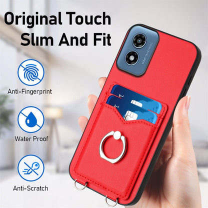 For Motorola Moto G Play 2024 4G R20 Ring Card Holder Phone Case(Red) - Motorola Cases by buy2fix | Online Shopping UK | buy2fix