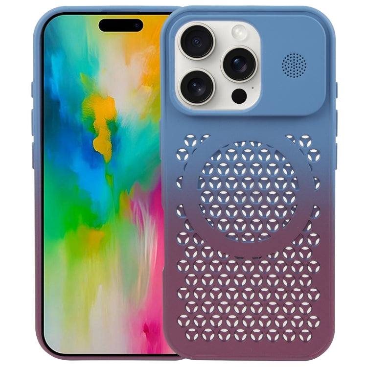 For iPhone 16 Pro Gradient Color Honeycomb Aromatherapy MagSafe Phone Case(Blue Red) - iPhone 16 Pro Cases by buy2fix | Online Shopping UK | buy2fix