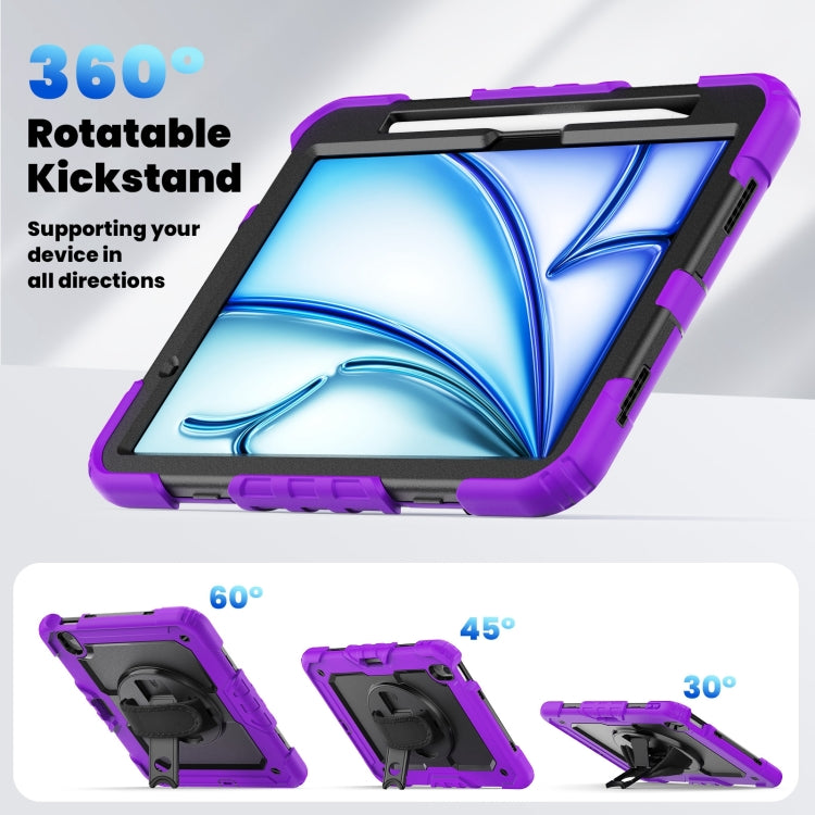 For iPad Air 11 2024 Silicone Hybrid PC Tablet Case with Shoulder Strap(Purple) - iPad Air 11 2024 Cases by buy2fix | Online Shopping UK | buy2fix