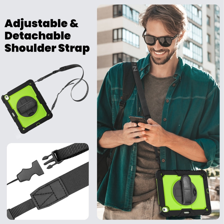 For iPad Air 13 2024 Silicone Hybrid PC Tablet Case with Shoulder Strap(Yellow Green + Black) - iPad Air 13 2024 Cases by buy2fix | Online Shopping UK | buy2fix