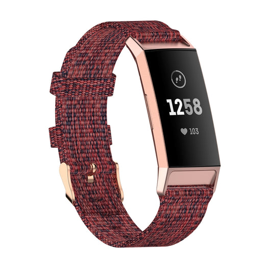 For Fitbit Charge 4 / Charge 3 / Charge3 SE Braided Nylon Watch Band Plastic Head, Size: Free Size(Red) - Watch Bands by buy2fix | Online Shopping UK | buy2fix
