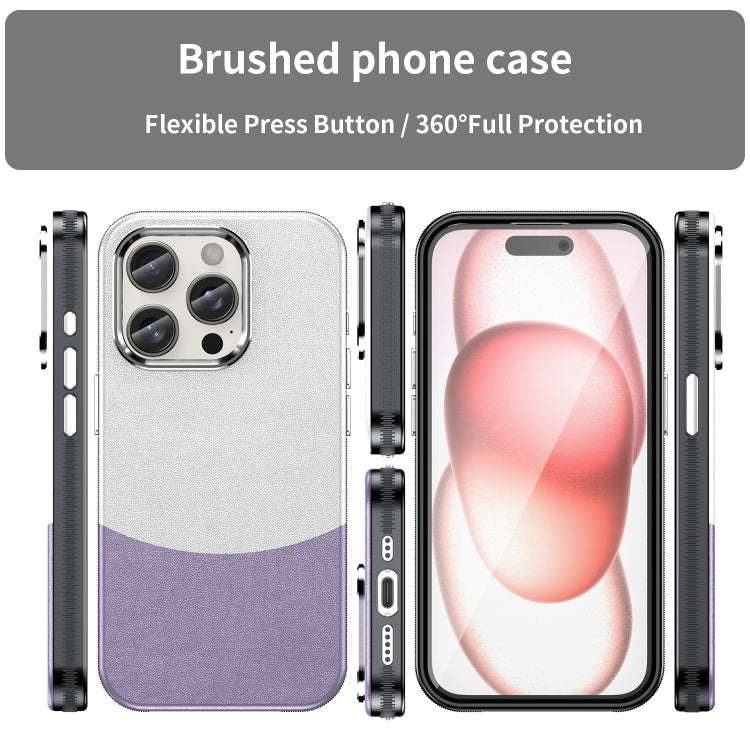 For iPhone 15 Pro Leather Texture MagSafe Magnetic TPU + PC Phone Case(Light Purple) - iPhone 15 Pro Cases by buy2fix | Online Shopping UK | buy2fix