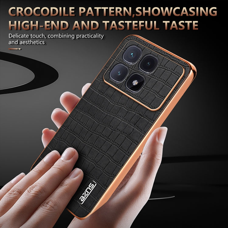 For Redmi K70 Ultra AZNS Electroplated Frame Crocodile Texture Full Coverage Phone Case(White) - Xiaomi Cases by AZNS | Online Shopping UK | buy2fix