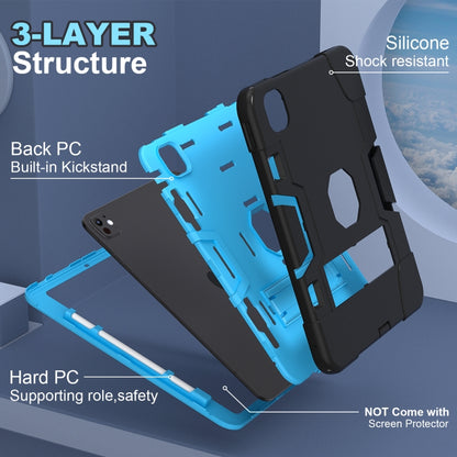 For iPad Pro 11 2024 Contrast Color Silicone Acrylic PC Tablet Case with Holder(Black Blue) - iPad Pro 11 2024 Cases by buy2fix | Online Shopping UK | buy2fix