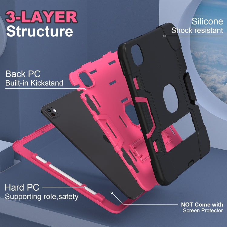 For iPad Pro 13 2024 Contrast Color Silicone Acrylic PC Tablet Case with Holder(Black Rose Red) - iPad Pro 13 2024 Cases by buy2fix | Online Shopping UK | buy2fix