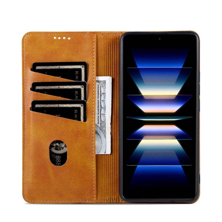 For Redmi K70 Ultra AZNS Magnetic Calf Texture Flip Leather Phone Case(Light Brown) - Xiaomi Cases by AZNS | Online Shopping UK | buy2fix